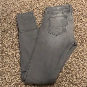 Flying Monkey platinum gray moto skinny jeans